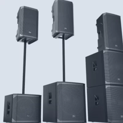 Sistema de caixas de som profissional para eventos corporativos